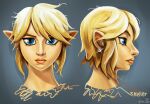 absurd_res blonde_eyebrows blonde_hair blue_eyes ear_piercing ear_ring eyebrows floating_head front_view girly hair hi_res humanoid humanoid_pointy_ears hylian link looking_at_viewer looking_away male mindfucklingskelly nintendo piercing portrait profile ring_piercing side_view solo the_legend_of_zelda 