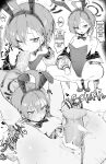  1boy 1girl ahoge animal_ears anus bare_legs blue_archive bow bowtie braid breasts censored clothing_aside cum cum_in_pussy detached_sleeves english_text erection fake_animal_ears fellatio folded greyscale halo hetero highres leotard leotard_aside looking_at_viewer mole mole_under_eye monochrome mosaic_censoring multiple_views neru_(blue_archive) neru_(bunny)_(blue_archive) one_eye_closed oral overflow penis playboy_bunny pussy rabbit_ears sex small_breasts speech_bubble squatting teriibol testicles vaginal 