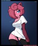  blue_eyes blush breasts clothed clothing female generation_1_pokemon hi_res humanoid jigglypuff legwear looking_at_viewer nintendo pink_body pokemon pokemon_(species) pokemorph shirt solo t-shirt theidiotmuffin topwear underwear 