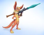  anthro ball daxter foxdale_axelrod genitals jak_and_daxter male mammal mustelid naughty_dog nude ottsel penis ranged_weapon rocket_launcher solo sony_corporation sony_interactive_entertainment weapon 
