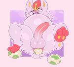  anthro belly big_belly big_butt butt cinderace egg frumples generation_8_pokemon genitals male nintendo oviposition penis pokemon pokemon_(species) solo 