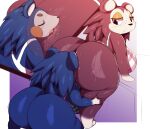  absurd_res anal animal_crossing anthro anus apron apron_only big_breasts big_butt black_eyes blue_body blue_hair breasts brown_body brown_hair butt clothing duo eulipotyphlan female female/female gloves_(marking) hair half-closed_eyes head_between_cheeks hedgehog hi_res huge_breasts huge_butt huge_hips huge_thighs incest_(lore) leg_markings looking_back mabel_able mammal markings mostly_nude narrowed_eyes nintendo oral rimming sable_able sex sibling sister sisters socks_(marking) thick_thighs trinity-fate62 wide_hips 