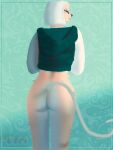  anthro beauty_mark bottomless butt clothed clothing felid feline female fur genitals h3lg0 hi_res hoodie mammal pussy rear_view solo tail topwear 