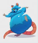  2023 3_toes absurd_res belly big_belly biped blue_body blue_nose dragon_quest fat_rat_(dragon_quest) feet feral hi_res mammal murid murine no_entry one_eye_closed rat rodent simple_background solo square_enix toes wink 