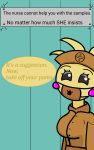 absurd_res animatronic anthro anuvisur_(artist) avian big_breasts bird breasts chicken clothed clothing digital_media_(artwork) english_text face_mask female five_nights_at_freddy&#039;s five_nights_at_freddy&#039;s_2 galliform gallus_(genus) hat headgear headwear hi_res looking_at_viewer machine mask nurse nurse_clothing nurse_hat nurse_headwear nurse_uniform phasianid robot scottgames simple_background solo text toy_chica_(fnaf) uniform 