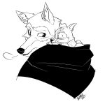  2023 anthro black_and_white canid canine canis death_(puss_in_boots) domestic_dog duo hi_res itzjazzyjazzin male mammal monochrome perrito_(puss_in_boots) size_difference sleeping wolf 