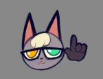  animal_crossing anthro blonde_hair domestic_cat eldiipiid emoji eyewear felid feline felis fur glasses grey_body grey_fur hair heterochromia hi_res male mammal meme nintendo raymond_(animal_crossing) solo 