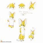  &lt;3 admiring_self angry anthro canid canine clothing cute_expression cute_eyes expressions female fennec feral fox hi_res mammal model_sheet nerves pawpads paws reference_image satisfaction scared shirt sigh solo t-shirt text timid topwear url yordraw yordraw_ocs 