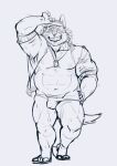  2023 anthro bulge canid canine canis clothing footwear kemono male mammal navel nipples sandals simple_background solo underwear wanaguma wolf 