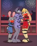  absurd_res activision anthro asian_clothing bdsm belt_bondage bianca_(spyro) bondage bound chinese_clothing chinese_dress chinese_text clothing crescent_moon disney dress ears_down east_asian_clothing female fireworks gag group hi_res judy_hopps lagomorph leporid lunar_new_year mammal moon narrowed_eyes nivek15 pivoted_ears rabbit spyro_the_dragon text trio zootopia 