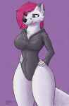  absurd_res andromorph anthro arctic_fox big_breasts breasts canid canine character_ana clothed clothing digital_media_(artwork) female fox hi_res intersex mammal simple_background solo tami_wolx thighs 