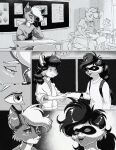  absurd_res anthro black_and_white canid canine comic domestic_ferret female fox foxdale foxdale_axelrod greyscale group hi_res high_school male mammal monochrome mustelid musteline school teenager true_musteline weasel young 