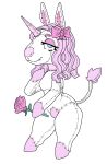  accessory bow_ribbon equid equine female flower hair_accessory hair_bow hair_ribbon horn looking_at_viewer mammal nsfuwu4 plant plushie ribbons rose_(flower) rosie_(roselynn_meadow) solo stitch_(sewing) unicorn 
