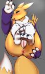  absurd_res anthro anus bandai_namco blush butt canid canine digimon digimon_(species) female fox genitals hi_res mammal presenting presenting_pussy pussy renamon solo spread_anus spread_butt spreading waynekan 