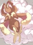  1girl :&lt; absurdres animal_ears animal_hands animal_nose body_fur bow bowtie brown_fur closed_eyes closed_mouth clothed_pokemon commentary flat_chest from_above full_body furry furry_female hands_up highres knees_together_feet_apart legs lopunny lying moko_(pixiv_9997494) navel on_back own_hands_together pokemon pokemon_(creature) rabbit_ears rabbit_girl red_bow red_bowtie sketch sleeping solo stomach thighs traditional_bowtie two-tone_fur white_background yellow_fur 
