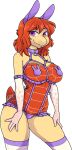  2018 alpha_channel anthro armwear biped breasts cayes clothed clothing digital_media_(artwork) eyebrows fake_ears fake_rabbit_ears female hair hand_on_leg hand_on_own_leg hand_on_own_thigh hand_on_thigh hi_res legwear lingerie looking_at_viewer orange_hair pasties pink_eyes purple_clothing purple_lingerie reptile scalie shaded simple_background solo thigh_highs transparent_background turtle zyira 