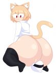  :3 ambiguous_gender animal_humanoid big_butt blonde_hair bottomless butt cat_humanoid chaoz_(chaozdesignz) clothed clothing cytrusawa duo felid felid_humanoid feline feline_humanoid female ghost hair hi_res huge_butt humanoid inner_ear_fluff larger_female legwear looking_back mammal mammal_humanoid neco-arc red_eyes shirt size_difference smaller_ambiguous smile spirit thick_thighs thigh_highs topwear tsukihime tuft type-moon white_body white_skin 