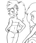  absurd_res anonymous_artist anthro bra butt clothing curvy_figure duo eulipotyphlan eyelashes female flora_(sonic_underground) fluffy fluffy_hair hair hedgehog hi_res line_art mammal mature_female pixie pulling_underwear queen_aleena_hedgehog sega sonic_the_hedgehog_(series) sonic_underground surprised_expression thong underwear 