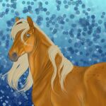  2023 ambiguous_gender anatomically_correct blonde_hair blonde_mane blue_eyes calima digital_media_(artwork) equid equine feral gayle_(gayletrotter) hair half-length_portrait hi_res horse looking_at_viewer mammal mane portrait simple_background solo yellow_body 