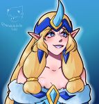  bad_link blonde_hair blue_eyes highres league_of_legends long_hair queen soraka_(league_of_legends) winter 