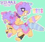  2022 bracelet canid canine canis domestic_dog female feral hi_res jewelry mammal model_sheet napsacked pronouns scene_kid solo sparkledog xd 