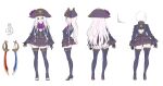  1girl albino_pirate_(enkyo_yuuichirou) bicorne black_gloves blue_eyes blue_footwear boots closed_mouth contrapposto enkyo_yuuichirou fold-over_boots gloves hat heterochromia high_heels long_hair long_sleeves looking_at_viewer miniskirt multiple_views original pink_hair pirate_hat profile red_eyes reference_sheet scimitar simple_background skirt smile sword thigh_boots very_long_hair weapon white_background zettai_ryouiki 