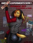  air_(disambiguation) anthro big_ears bottomwear brick_wall butt clothed clothing coin colored_nails comic cover cover_art cover_page digital_media_(artwork) eliana-asato english_text felid feline female fingerless_gloves fur gloves gold_(metal) gold_coin hair handwear hi_res hood hoodie jen_(eliana-asato) leather leather_bottomwear leather_clothing leather_pants long_nails looking_at_viewer lynx mammal nails orange_hair pants pink_nails smile solo standing text topwear view_from_back wall_(structure) yellow_body yellow_eyes yellow_fur 