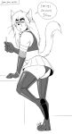  anthro bottomwear clothed clothing collar crossdressing domestic_cat eyeliner felid feline felis george_(jordo) hi_res implied_prostitution jordo_(artist) makeup male mammal skirt solo speech_bubble tail text whiskers 