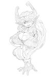  belly breasts female grindavikbydaylight hair imp midna monochrome nintendo pointy_ears pubes simple_background solo the_legend_of_zelda thick_thighs twilight_princess video_games white_background 