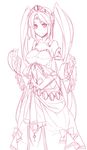  breasts copyright_request crown dress himura_kiseki large_breasts monochrome purple solo strapless strapless_dress 