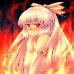  blush breasts fire fujiwara_no_mokou large_breasts nipples nude solo touhou tro 