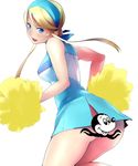  ass blonde_hair blue_eyes blush censored character_censor cheerleader disney hairband heroman lina_davis long_hair looking_back mickey_mouse novelty_censor pom_poms solo takobue yurikawa 