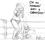  anthro bear_hug big_breasts black_and_white boss_lamb_(hladilnik) bovid breasts caprine cheap_shot clothed clothing dialogue english_text equine female hladilnik horse mammal mask monochrome sheep text tinker_(hladilnik) wrestling wrestling_match 