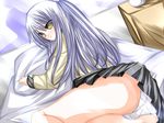  angel_beats! bad_id bad_pixiv_id bed blush highres long_hair looking_back panties school_uniform solo tabuchi_(tabuchisanchi) tenshi_(angel_beats!) underwear yellow_eyes 