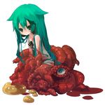  32_(mayama) bad_id bad_pixiv_id blood dress eyes green_eyes green_hair guro long_hair monster monster_girl saya saya_no_uta solo 