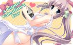  apron ass blush bowl breasts copyright_request hair_ribbon heart highres long_hair medium_breasts naked_apron ribbon side_ponytail sideboob solo wallpaper whisk yukie_(peach_candy) 