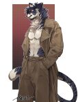  absurd_res anthro clothed clothing countershade_fur countershade_torso countershading felid fur hi_res inner_ear_fluff male mammal mudosa_3_1 open_clothing pantherine red_eyes solo tail tiger tuft 