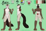  &lt;3 absurd_res anthro brown_hair butt catatonicillustrates domestic_ferret fluffy fluffy_tail girly green_eyes hair hi_res kylie_(kyliebobile) male mammal model_sheet mustelid musteline pawpads pink_nose solo tail true_musteline weasel whiskers 