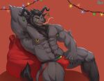  abs anthro bovid caprine caprine_demon christmas clothing demon goat_demon hi_res holidays horn jockstrap krampus male mammal muscular muscular_anthro muscular_male neofi nipple_piercing nipples pecs piercing solo underwear 