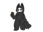  anthro black_body black_fur black_sclera canid canine canis changed_(video_game) chest_tuft food fruit fur goo_creature head_tuft hi_res holding_food holding_object lazyh looking_at_viewer male mammal mask orange_(fruit) plant puro_(changed) simple_background solo tuft white_background white_eyes wolf 
