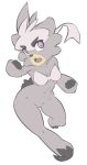  1girl :3 animal_ears animal_nose arm_up bare_shoulders bear_ears bear_girl bear_tail black_fur body_fur bottomless bra breasts clenched_hands commentary english_commentary flat_color full_body furry furry_female grey_fur groin hand_up highres hitmanatee kubfu legs looking_at_viewer multicolored_fur navel open_mouth pokemon pokemon_(creature) purple_eyes pussy running simple_background sketch small_breasts solo standing standing_on_one_leg stomach tail thick_eyebrows thighs uncensored underwear underwear_only v-shaped_eyebrows white_background white_bra yellow_fur 
