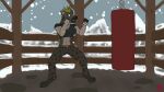  animated anthro battle female fight harkrun hi_res hyena mammal mountain muscular muscular_female snow solo training yvette 