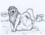  after_vore belly big_belly burping disney felid feral feral_pred lion male mammal mane onomatopoeia pantherine quadruped scar scar_(the_lion_king) sound_effects tail tail_tuft text thatgryphonguy the_lion_king traditional_media_(artwork) tuft vore 