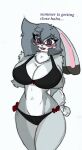  anthro big_breasts bikini blush breasts cleavage clothed clothing disney eyewear female glasses hi_res pace-maker small_waist solo swimwear thick_thighs violet_hopps wide_hips zootopia 