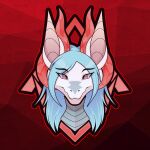  absurd_res anthro bat_ears big_ears blue_hair caitlyn_bellerose dragon female hair harnny hi_res horn pink_eyes snout solo 