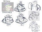  alligator alligatorid anthro biped bottomwear brok_(character) brok_the_investigator clothing concept_art crocodilian glassesgator hat headgear headwear multiple_poses official_art pants portrait pose reptile scalie shirt sketch slightly_chubby solo text topwear 