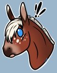  2023 ambiguous_gender asinus blue_eyes chibi digital_media_(artwork) donkey equid equine exclamation_point feral frown gayletrotter hair headshot_portrait leroy_(allenh13) long_ears looking_at_viewer mammal mane portrait simple_background solo white_hair white_mane 