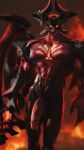  aatrox_(lol) abs big_penis black_body darkin demon genitals glowing glowing_eyes hi_res horn humanoid lava league_of_legends looking_at_viewer male multicolored_body muscular muscular_humanoid muscular_male navel nude pecs penis phukart red_body red_eyes riot_games solo white_body 