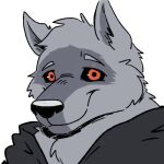  2023 anthro black_sclera canid canine canis cloak clothed clothing death_(puss_in_boots) dreamworks eyebrows fur grey_body grey_fur headshot_portrait icon javacatdotio looking_at_viewer low_res male mammal meme messytails multicolored_body multicolored_fur portrait puss_in_boots_(film) puss_in_boots_the_last_wish red_eyes simple_background smile solo tuft two_tone_body two_tone_fur white_background wolf 