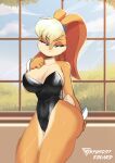  absurd_res anthro big_breasts blonde_hair blue_eyes breasts bunny_costume byghosteduard clothing costume female hair hi_res lagomorph leporid lola_bunny looking_at_viewer looney_tunes mammal pinup pose rabbit simple_background smile smiling_at_viewer solo warner_brothers 